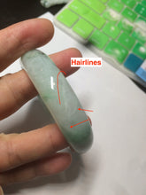 Load image into Gallery viewer, 48.5mm Certified Type A 100% Natural icy light green/white oval Jadeite Jade bangle K101-1696