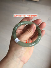 Load image into Gallery viewer, 54.5mm Certified type A 100% Natural light green dark green floating seaweed slim round cut Jadeite bangle PC59-6609