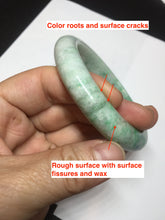 Load image into Gallery viewer, 55.6 mm Certified type A 100% Natural sunny green/white Jadeite bangle AY83-3466