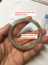 Load image into Gallery viewer, 52mm Certified Type A 100% Natural icy watery light green/dark green/black oval Jadeite bangle PD108-8546