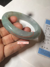 Load image into Gallery viewer, 57.4mm Certified Type A 100% Natural light yellow/blue/green Jadeite Jade bangle BK22-4406