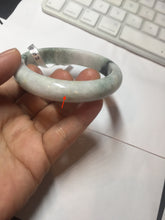 Load image into Gallery viewer, 55.8mm Certificated Type A 100% Natural White purple with green floating flowers Jadeite Jade bangle G110-9502