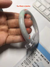 Load image into Gallery viewer, 59mm certified 100% natural type A light green/white/purple slim round cut jadeite jade bangle PC34-2674