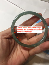 Load image into Gallery viewer, 58.5mm Certified Type A 100% Natural light green/blue/gray with flying snow Guatemala slim round cut Jadeite bangle PD56-5533