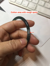 Load image into Gallery viewer, 56.2mm Certified Type A 100% Natural icy watery deep sea dark green/blue/gray/black Guatemala slim round cut Jadeite bangle PC88-3366