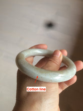 Load image into Gallery viewer, 56.4mm 100% Natural white/beige with floating dandelions chubby round cut nephrite jade bangle HT91