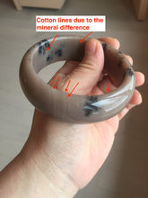 Load image into Gallery viewer, 60mm 100% natural chocolate milk color with flying leaf morning in the country chubby Quartzite (Shetaicui jade) bangle AW5