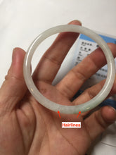 Load image into Gallery viewer, 56mm 100% natural Type A light green white slim round cut jadeite jade bangle AD107-8108