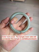 Load image into Gallery viewer, 55mm certified 100% natural Type A light green gray chubby round cut jadeite jade bangle PC100-9131