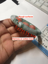 Load image into Gallery viewer, 56mm certified 100% natural Type A light green/white with green floating flowers round cut jadeite jade bangle BS92-6607