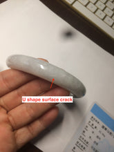 Load image into Gallery viewer, 58.2mm certified type A 100% Natural light green/white/purple jadeite jade bangle AE63-6538