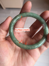 Load image into Gallery viewer, 50.5mm certificated Type A 100% Natural dark green/gray round cut oval Jadeite Jade bangle D157-5372