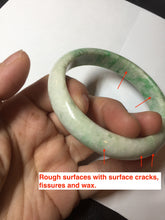 Load image into Gallery viewer, 58mm Certified type A 100% Natural sunny green/white Jadeite bangle AY85-3474