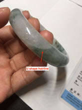 Load image into Gallery viewer, 55mm certified 100% natural icy watery light green with green floating flowers jadeite jade bangle AS88-7068