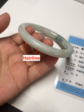 Load image into Gallery viewer, 54.2mm Certified type A 100% Natural light green white purple brown(FU LU SHOU) with green floating flowers round cut Jadeite bangle Q132-2859