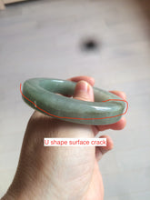 Load image into Gallery viewer, 53.4mm certified type A 100% Natural dark green/gray square style Jadeite Jade bangle BH34-5250