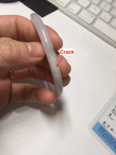 Load image into Gallery viewer, 55.5mm 100% natural Type A icy watery light purple white slim round cut jadeite jade bangle BM106-4527