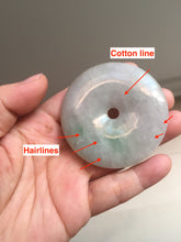 Load image into Gallery viewer, 56.6mm 100% Natural sunny green/purple/gray jadeite Jade big Safety Guardian Button(donut) Pendant/worry stone F143