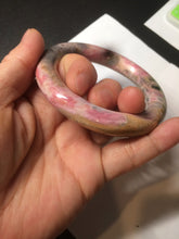 Load image into Gallery viewer, 55.8mm 100% natural pink/black/brown/yellow chubby round cut rose stone (Rhodonite) bangle SY48