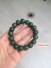 Load image into Gallery viewer, 100% Natural 10.7/11.9mm dark green/gray/black vintage style Jade(碧玉) bead bracelet group HF45