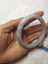 Load image into Gallery viewer, 62mm Certified Type A 100% Natura light green white purple slim Jadeite bangle X151-3831