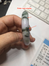 Load image into Gallery viewer, 54.8mm certified 100% natural Type A light purple dark green jadeite jade bangle E141-3921