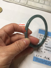 Load image into Gallery viewer, 62mm Certified Type A 100% Natural light green/blue/gray Guatemala slim round cut Jadeite bangle BP219-3808