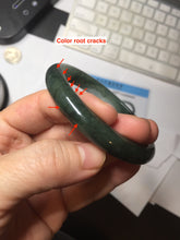 Load image into Gallery viewer, 57.5mm Certified Type A 100% Natural oily dark green(老油青)/gray Jadeite bangle BG228-0397