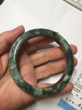 Load image into Gallery viewer, 59.5mm Certified Type A 100% Natural dark green gray black camouflage color Jadeite bangle PD139-6273