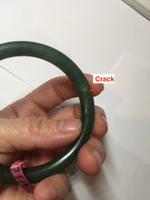 Load image into Gallery viewer, 57.2mm 100% Natural dark green(碧玉) round cut nephrite Jade bangle HF88