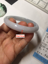 Load image into Gallery viewer, 51.5mm certified Type A 100% Natural icy watery light green purple oval Jadeite Jade bangle AU28-8536
