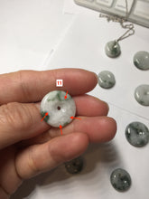 Load image into Gallery viewer, Type A 100% Natural dark green white forest Jadeite Safety Guardian Button donuts pendant BG206