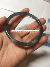 Load image into Gallery viewer, 59.5mm Certified Type A 100% Natural dark green/blue/gray with flying snow Guatemala slim round cut Jadeite bangle PD63-3387