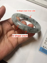 Load image into Gallery viewer, 60mm certified Type A 100% Natural icy watery light green with green floating flowers Jadeite Jade bangle BK134-7434