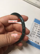 Load image into Gallery viewer, 55.6mm Certified Type A 100% Natural dark green/blue/gray Guatemala slim round cut Jadeite bangle PD20-4453