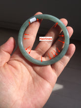 Load image into Gallery viewer, 59mm Certified Type A 100% Natural light green/blue/brown slim round cut Guatemala Jadeite bangle BS56-4639