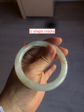 Load image into Gallery viewer, 55mm Certified type A 100% Natural icy watery light green/white round cut Jadeite bangle BG72-0420