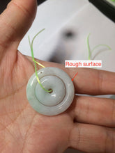 Load image into Gallery viewer, 28.5mm Type A 100% Natural light green Jadeite Jade concentric circle safety Guardian ring Pendant (子母扣,同心环) AC84