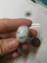 Load image into Gallery viewer, 100% Natural white beige with black/brown flying dandelions Osmanthus fragrant cheese cake nephrite Jade pendant/worry stone HT68