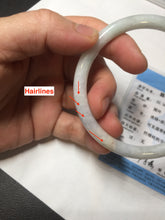 Load image into Gallery viewer, 58mm certified 100% natural type A light green/purple/white slim round cut jadeite jade bangle BN52-3126