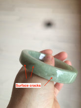 Load image into Gallery viewer, 59.5mm certified type A 100% Natural light green/gray chubby square style Jadeite Jade bangle AZ38-1505