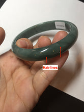 Load image into Gallery viewer, 57.8mm Certified Type A 100% Natural deep sea green/blue/gray/black Guatemala Jadeite bangle GL33-2-5738