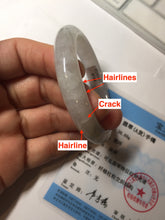 Load image into Gallery viewer, 52.5mm 100% natural certified icy watery light green/white/light purple jadeite jade bangle AU39-8148