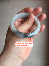 Load image into Gallery viewer, 51.5mm certificated Type A 100% Natural icy watery light green/white with dark green floating flowers chinese ink painting oval Jadeite Jade bangle PB125-7411