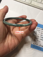 Load image into Gallery viewer, 59.3mm Certified Type A 100% Natural dark green/blue/gray Guatemala slim round cut Jadeite bangle BP191-2432
