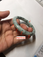 Load image into Gallery viewer, 54mm certified Type A 100% Natural light green with floating green flowers Jadeite Jade bangle AU14-3022