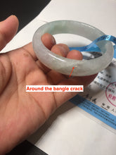 Load image into Gallery viewer, 56mm certified 100% natural icy watery sunny green purple jadeite jade bangle BN57-06970