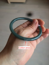 Load image into Gallery viewer, 57mm Certified Type A 100% Natural dark green/blue/gray round cut Guatemala Jadeite jade bangle BG41-2460