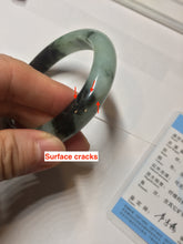 Load image into Gallery viewer, 58.5mm certified Type A 100% Natural sunny green dark green light green (half mountain half watery 半山半水) Jadeite Jade bangle PB194-9765