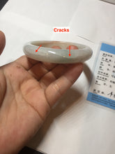 Load image into Gallery viewer, 55mm Certified Type A 100% Natural light green white red Jadeite bangle PB197-6665